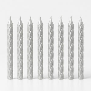 Silver Spiral Birthday Candles | 12 Count