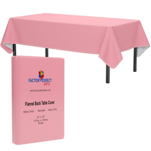 Pink Flannel Backed Plastic Table Cover 54 In. x 70 In.