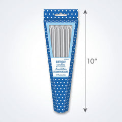 Silver Thin Taper Birthday Candles - 12 Pack
