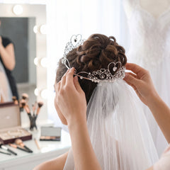 Elegant Bridal Heart Tiara with Gemstone Accents