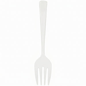 White Plastic Serving Forks 9.75 in. - Heavyweight Disposable Forks with Elegant Glossy Finish, Durable White Plastic Cutlery for Catering, Parties, Weddings