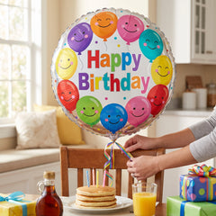 Colorful Smiley Happy Birthday Foil Balloon - 18 Inches
