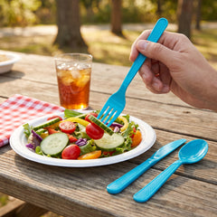 Brava! Caribbean Blue Plastic Cutlery Set - 24 Count
