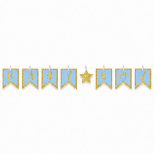 "Baby Boy" Glitter Clothespin Pennant Banner