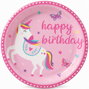 Enchanting Unicorn Birthday Paper Plates - 6.75"