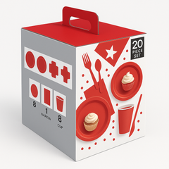 Apple Red Solid Color Party Tableware Kit - 20 Piece Set