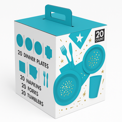 Caribbean Blue Tableware Kit - 20 Count