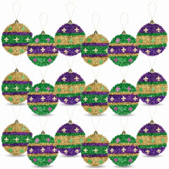Mardi Gras Assorted Tinsel Ornaments