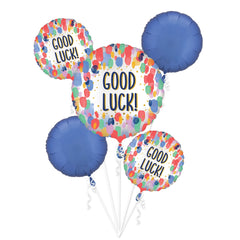 Satin Pastel Polka Dots Good Luck Balloon Bouquet - 5 Piece