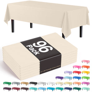 Premium Ivory Plastic Table Cover - 54 in. x 108 in. | Case of 96