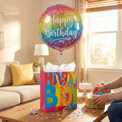 Sparkling Holographic Happy Birthday Foil Balloon - 18"