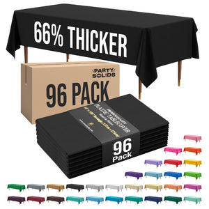 Premium Black Plastic Table Cover | Case of 96 | 54 in. x 108 in.