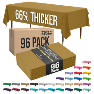 Premium Gold Plastic Table Cover | Case of 96 | 54 in. x 108 in.