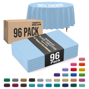 Premium Round Light Blue Plastic Table Cover | 84 in. | Case of 96