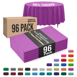 Premium Round Magenta Plastic Table Cover | 84 in. | Case of 96