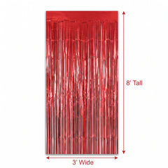 Vibrant Apple Red Metallic Door Curtain - 3' x 8'