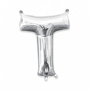 Silver Foil Letter "T" Balloon - Air Filled