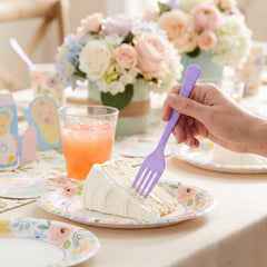 Lavender Plastic Forks - Solid Color Tableware - 7.5 in.