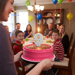 Shimmering Silver Number 9 Birthday Candle