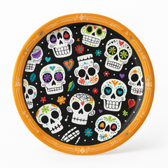 Sugar Skull Soiree Halloween Paper Plates - 8.75" Round