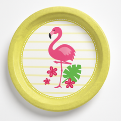 Flamingo Stripes 8.75" Round Paper Plates
