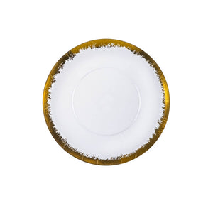 8 In. Gold Scratched Design Plastic Plates | 10 Count