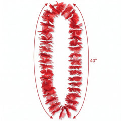 Vibrant Red Lei Necklace - 40" Tropical Accessory