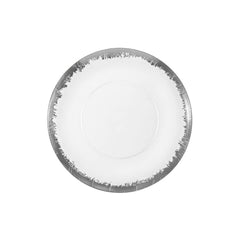 8 In. Silver Scratched Design Plastic Plates | 10 Count
