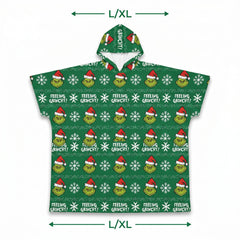 Festive Fair Isle Grinch Hooded Poncho - L/XL