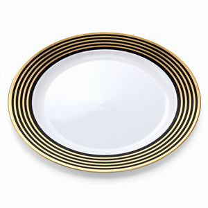 Elegant Gold Striped Premium Plastic Dinner Plates, 10.25", 20-Pack