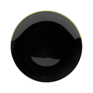 10 In. Classic Black Design Plates Gold Rim | 10 Count