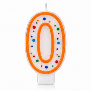 Colorful Polka Dot Number 0 Birthday Candle