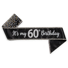 Black & Silver "It's My 60th Birthday" Sparkling Celebration Sash