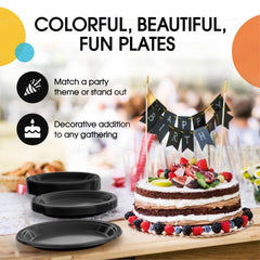7 In. Black Plastic Plates | 100 Count