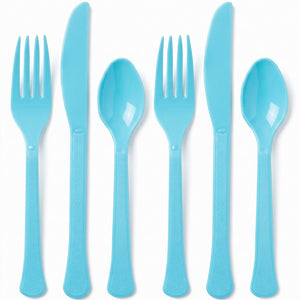 Caribbean Blue Assorted Plastic Cutlery Set - 7.5 in.