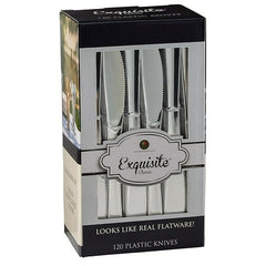 Exquisite Classic Silver Plastic Knives | 120 Count
