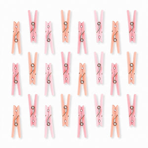 Pink Multi-Colored Mini Clothespin Baby Shower Favors, 24-Pack