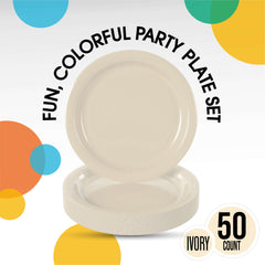 7 In. Ivory Paper Plates - 50 Ct.