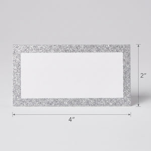 Elegant Silver Glitter Place Cards - Pack of 50