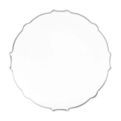 9 In. Clear/Silver Petal Plates | 20 Count