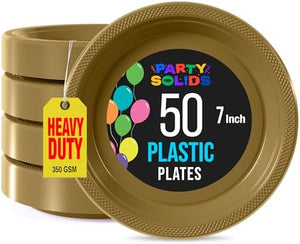 7 in. Gold Plastic Plates | 50 Count