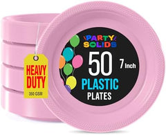 7 in. Pink Plastic Plates | 50 Count