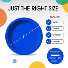 9 in. Dark Blue Plastic Plates | 50 Count