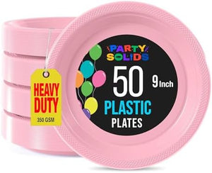 9 in. Pink Plastic Plates | 50 Count
