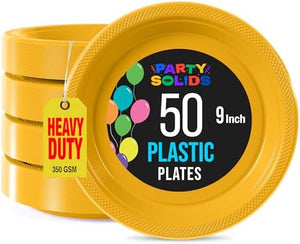 9 in. Yellow Plastic Plates | 50 Count