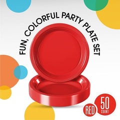 7 in. Red Plastic Plates | 50 Count