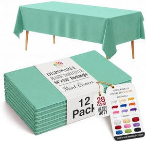 Mint Plastic Table Covers | 12 Pack | 54 in. x 108 in.
