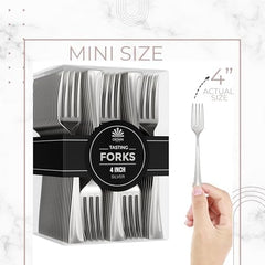Silver Plastic Tasting Forks | 100 Count