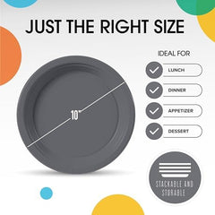10 in. Silver Plastic Plates | 50 Count