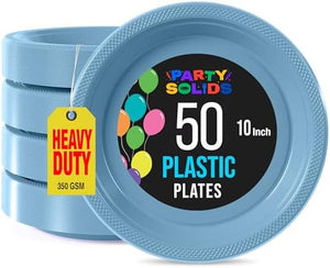 10 in. Light Blue Plastic Plates | 50 Count